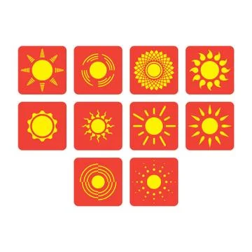 Flat color sun icon set Stock Illustration