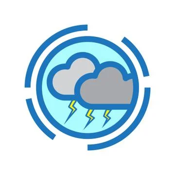 Flat color thunderstorm icon Stock Illustration