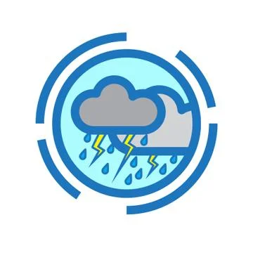 Flat color thunderstorm icon Stock Illustration
