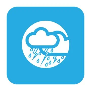 Flat color thunderstorm icon Stock Illustration