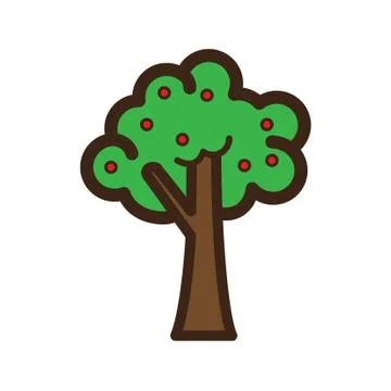 Flat color tree icon Stock Illustration