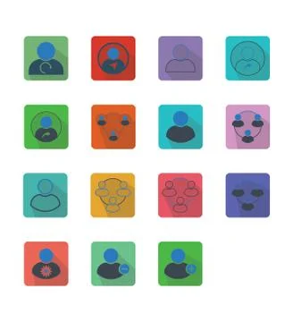 Flat color user group icon vector illustration on white background Stock Illustration