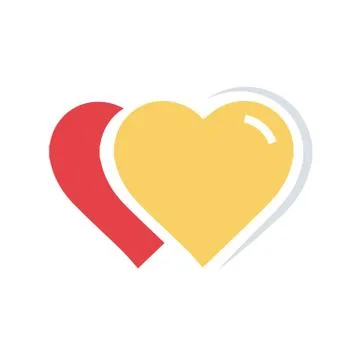 Flat color Vector 2 Heart Icon Stock Illustration