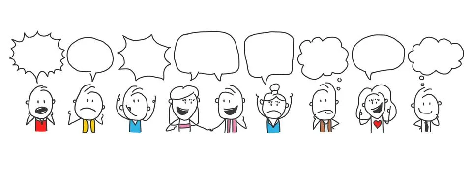 Flat color vector character quotes set. Stock Illustration