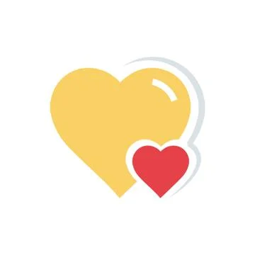 Flat color Vector Heart &amp; mini Icon Stock Illustration