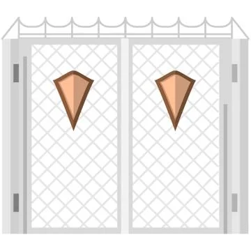 Flat color vector icon for steel gates with shields Stock Illustration