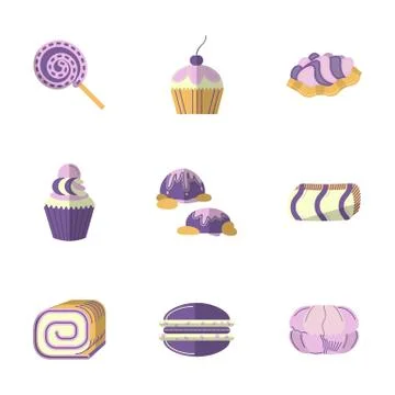 Flat color vector icons for pastry Illustrazione stock