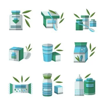 Flat color vector icons set for baby food Stock Illustration