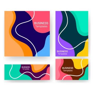 Flat color wave texture patterns business templates for print Stock Illustration