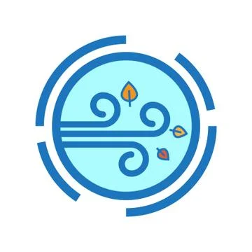 Flat color windy icon Stock Illustration