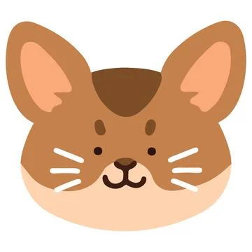 Flat colored adorable Abyssinian cat head Stock Illustration