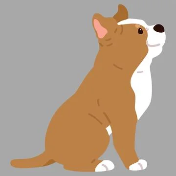 Flat colored adorable and simple Pitbull sitting in side view Stock Illustration