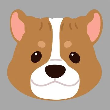 Flat colored adorable and simple Pitbull front head Stock Illustration