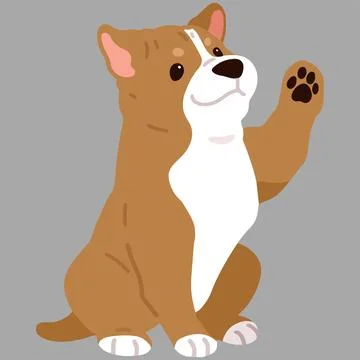 Flat colored adorable and simple Pitbull sitting and waving Stock Illustration
