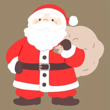 Flat colored adorable and simple illustration of Santa Claus Stock Illustration