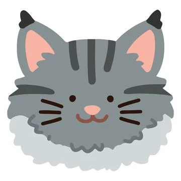 Flat colored adorable Maine coon cat head Stock Illustration