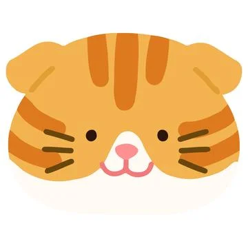 Flat colored adorable orange Scottish fold cat Stock Illustration