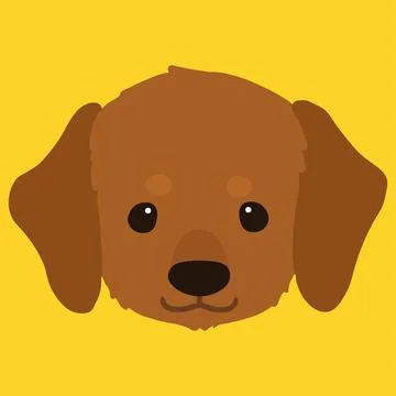 Flat colored adorable red Miniature Dachshund front face Stock Illustration