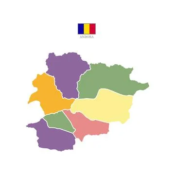 Flat colored Andorra map. Stock Illustration