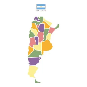 Flat colored Argentina map. Stock Illustration