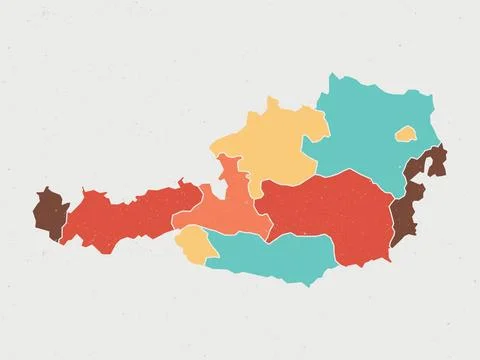 Flat colored Austria map. Vintage color. Ilustración de archivo