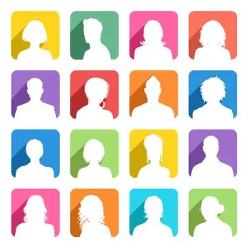 Flat colored Avatars with cast Shadow Stock Illustration
