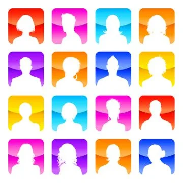 Flat colored Avatars with Shiny Background Stock Illustration