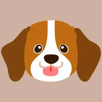 Flat colored Beagle head front view Stock Illustration