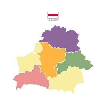 Flat colored Belarus map. Stock Illustration