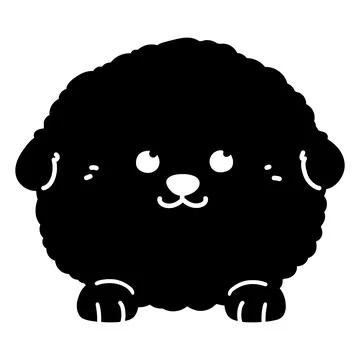 Flat colored Bichon Frise front face with paws in silhouette Stock Illustration