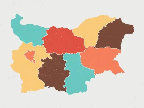 Flat colored Bulgaria map. Vintage color Stock Illustration