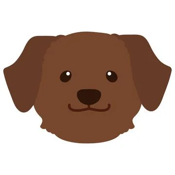Flat colored chocolate Labrador front face Stock Illustration
