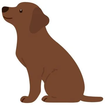 Flat colored chocolate Labrador sitting in side view Stock Illustration