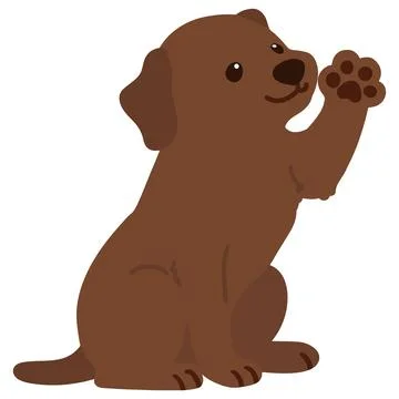 Flat colored chocolate Labrador sitting and waving hand Stock Illustration
