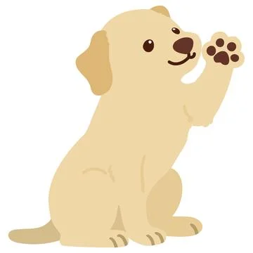 Flat colored cream Labrador sitting and waving hand Stock Illustration