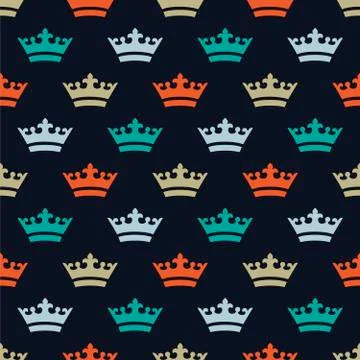 Flat colored crowns. Seamless pattern for new year. Stock Illustration