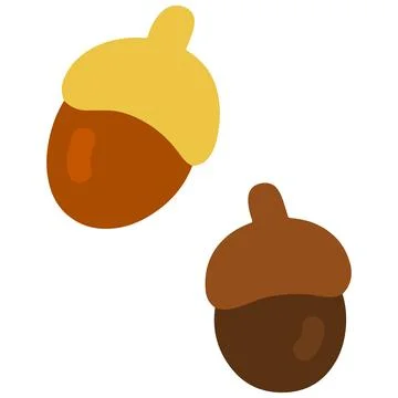 Flat colored cute and simple acorns Illustrazione stock
