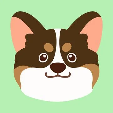 Flat colored cute sable colored Corgi front face Stock Illustration
