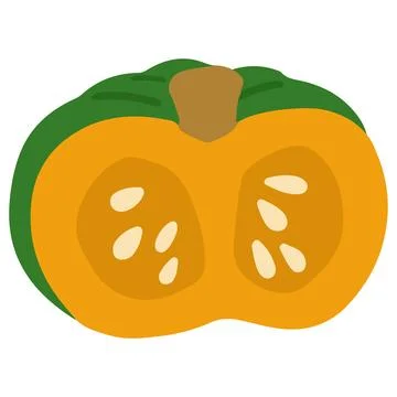 Flat colored fresh cut pumpkin Stock Illustration