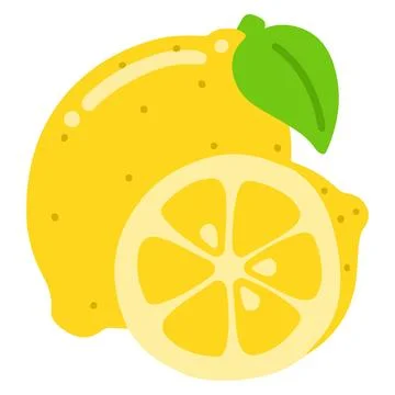 Flat colored fresh lemons with leaf Illustrazione stock