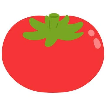 Flat colored fresh red tomato with leaf Stock Illustration