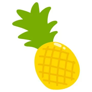 Flat colored fresh yellow pineapple Illustrazione stock