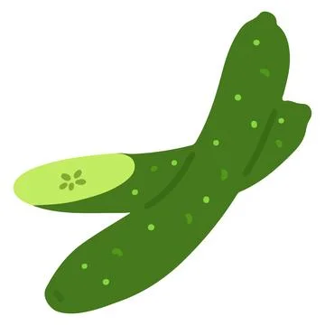 Flat colored green fresh cucumbers Stock Illustration