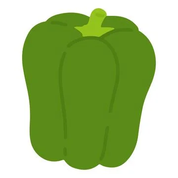 Flat colored green pepper Stock Illustration