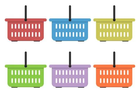 Flat colored grocery basket vector illustration Stock Illustration