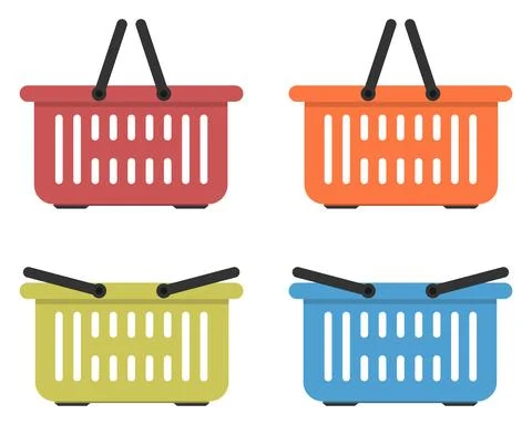 Flat colored grocery basket vector illustration Stock Illustration