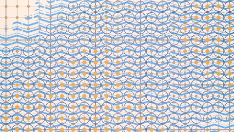 Flat colored halftone wavy flowing background Dotted loop animation 3d render HD Stock Footage 120347983