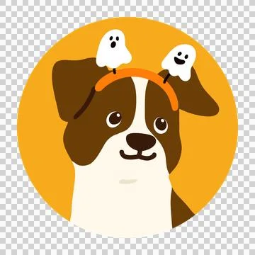 Flat colored Halloween Jack Russell Terrier in a circle icon Stock Illustration