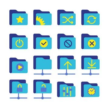 Flat colored icon set of document mail folder 스톡 일러스트