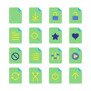 Flat colored icon set of document mail folder 스톡 일러스트